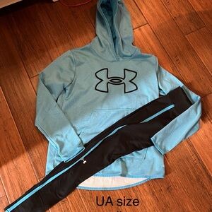 Under Armour Light Blue Hoodie and Black Leggings Set